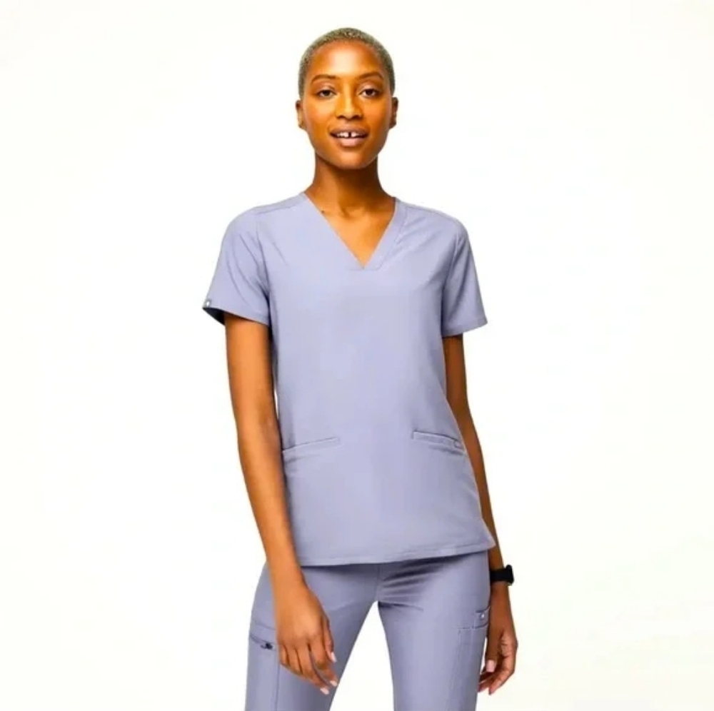 Women's Vapor Blue Space Dye Casma" - Three-Pocket Scrub Top